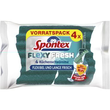 Spontex Flexy Fresh Reinigungsschwamm, kratzfrei 4er-Pack – 1 Packung = 4 Schwämme