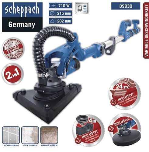 Scheppach Wand- und Deckenschleifer "DS930" inkl. Wechselkopfsystem