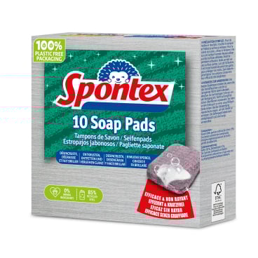 Spontex Seifenpads x10 Pack – kratzfreie Reinigungspads aus Stahlwolle