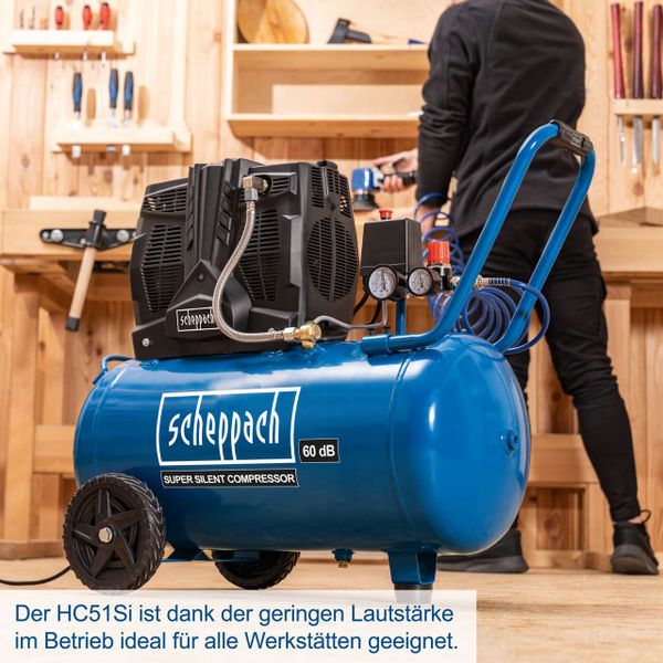 Scheppach Kompressor HC51Si 1500W | 8Bar | 50L Kessel | Ansaugleistung 300 l/min