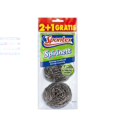 Spontex Spirinett 2+1 Edelstahl-Spiralen – 1 Packung = 3 Stück