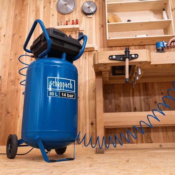 Scheppach Kompressor stehend HC85V 14 bar 330 l/min ölfrei 2x Manometer 2x Kupplung