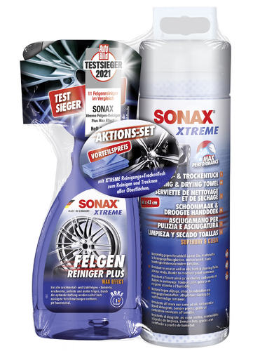 SONAX 02305410 XTREME FelgenReiniger + XTREME Reinigungs+TrockenTuch AktionsSet 2 Stück SONAX 02305410 XTREME FelgenReiniger + XTREME Reinigungs+TrockenTuch AktionsSet 2 Stück