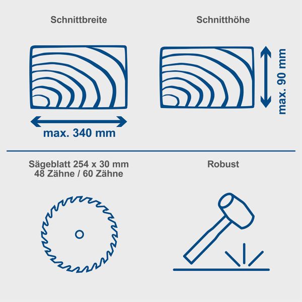 Scheppach Kappzugsäge HM254SPX | 2200Watt | Schnittbreite 340mm | Höhe 90mm