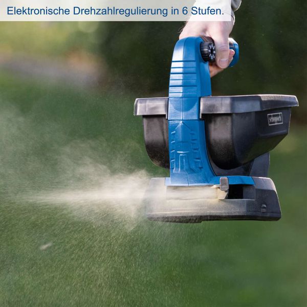 Scheppach Akku-Handstreuer C-GSP800-X | Streubreite 5m| Fassungsvermögen 3,5L| Flächenleistung 800m2