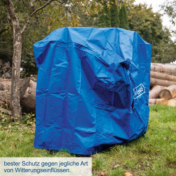 Scheppach Abdeckhaube blau - 1050 x 1200 x 1100 mm | Wasserfest & UV30-Resistent | für Wippkreissägen, Holzspalter, Grills uvm