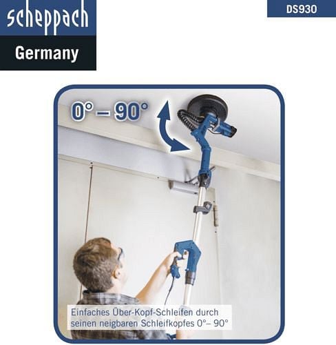 Scheppach Wand- und Deckenschleifer "DS930" inkl. Wechselkopfsystem
