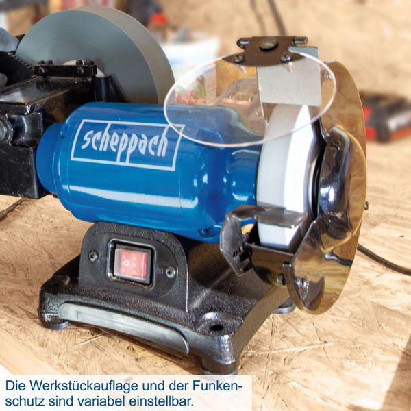Scheppach Nass- und Trockenschleifer BG200W 250W Ø200mm Schleifstein | Funkenschutz