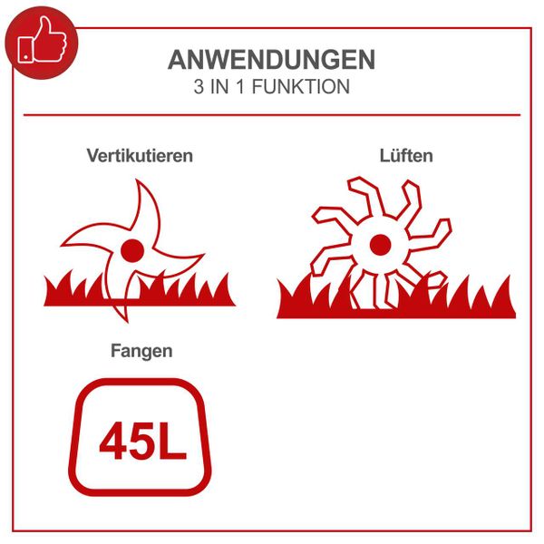 Scheppach Elektro Vertikutierer SC38 - Arbeitsbreite 38cm | 45L Korb