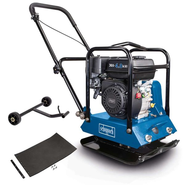 Scheppach Rüttelplatte HP1200S - 6,5PS | 60kg | 15000N | PU-Matte & Fahrwerk