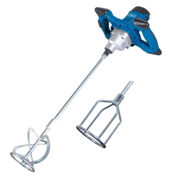 Scheppach Handrührgerät PM1200 - 1200W | bis 700 min-1 Drehzahlregulierung | Mörtel | Putz | Farbe | inkl. Mörtelquirl u. Farbquirl