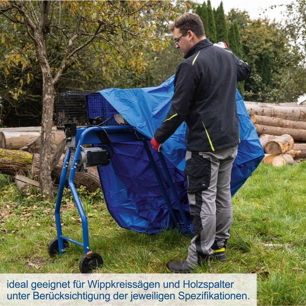 Scheppach Abdeckhaube blau - 1050 x 1200 x 1100 mm | Wasserfest & UV30-Resistent | für Wippkreissägen, Holzspalter, Grills uvm