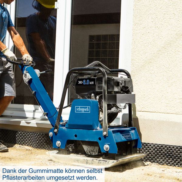 Scheppach Rüttelplatte HP3000S - 9PS 161kg 30500N inkl. Fahrvorrichtung & Gummiplatte