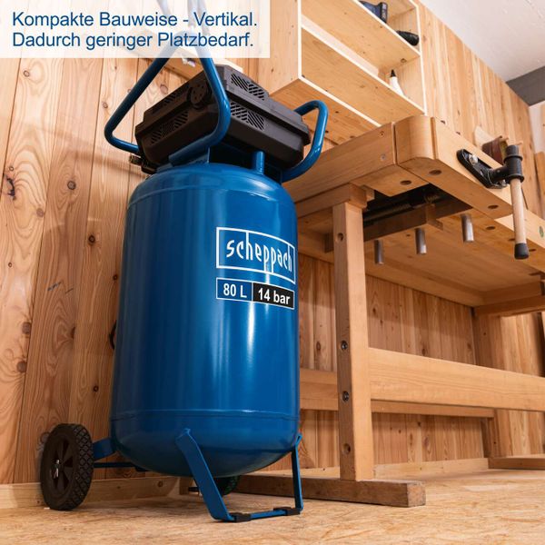 Scheppach Kompressor stehend HC85V 14 bar 330 l/min ölfrei 2x Manometer 2x Kupplung