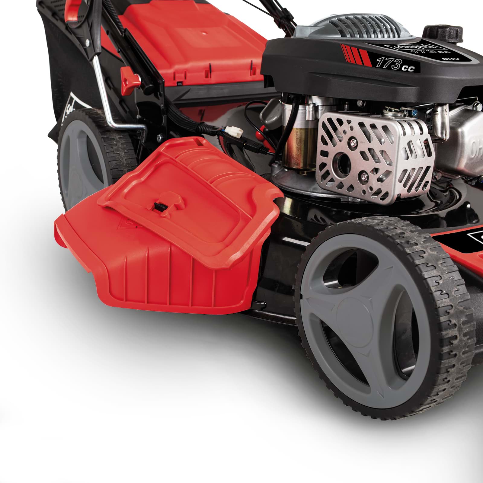 Scheppach 7in1 Benzin-Rasenmäher mit Radantrieb, Stahldeck & Elektro-Start  MS173-51E