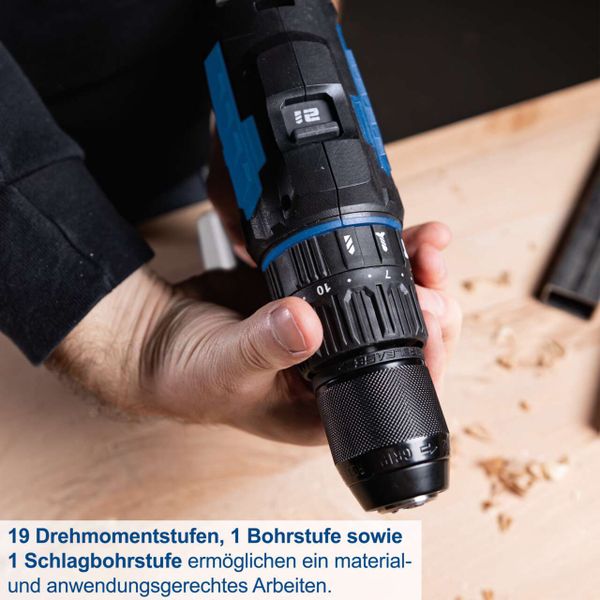 Scheppach Akku-Schlagbohrmaschine C-CD45-X | 3in1 Funktion | Drehmoment 45Nm | Drehmomentstufen 19+1