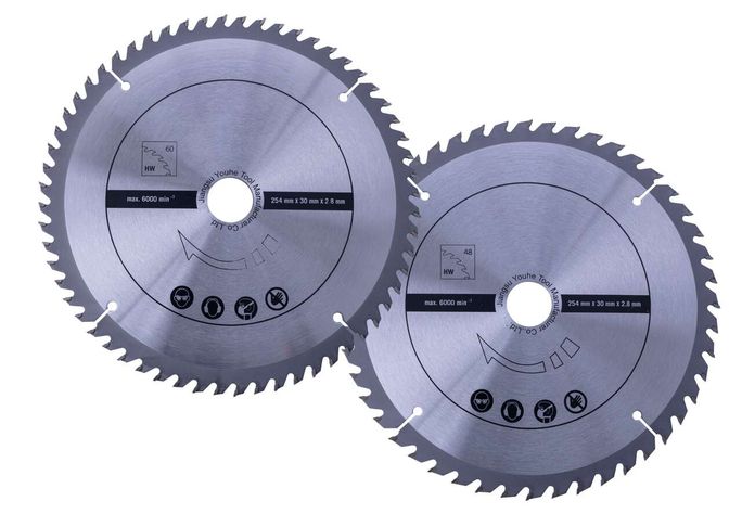 Scheppach HW Kreissägeblatt-Set (2-teilig) Ø 254 x 30 x 2,8 x 1,6 / 48 / 60 Z