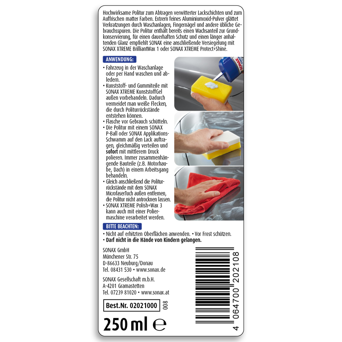 SONAX 02021000  XTREME Polish+Wax 3 250 ml