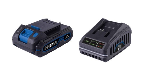 Scheppach Starter-Kit 2.0 SBSK2.0 | inkl. 20 V / 2,0 Ah Akku & 2,4 A / 65 W Ladegerät | LED-Anzeige | Wandhalterung