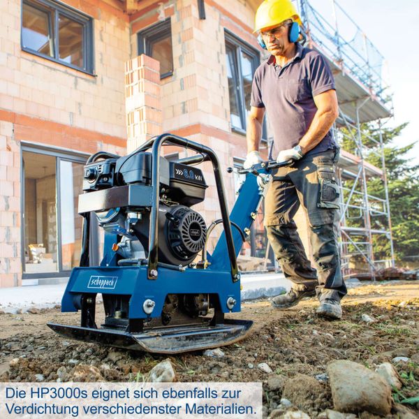 Scheppach Rüttelplatte HP3000S - 9PS 161kg 30500N inkl. Fahrvorrichtung & Gummiplatte