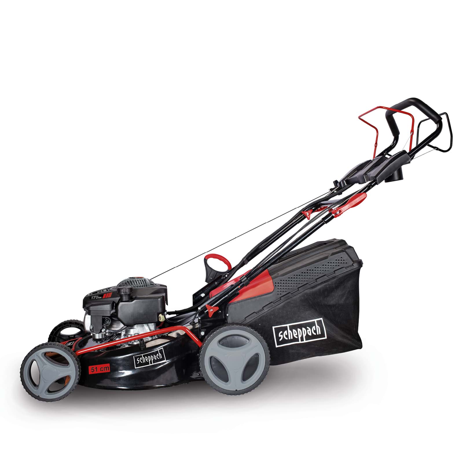 Scheppach 7in1 Benzin-Rasenmäher mit Radantrieb, Stahldeck & Elektro-Start  MS173-51E